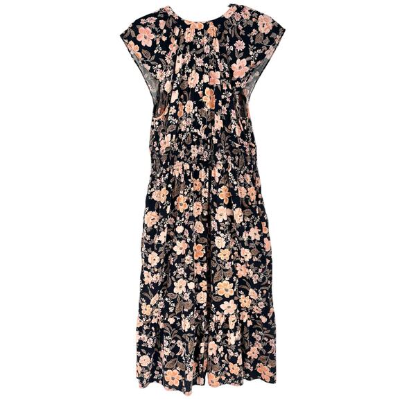 Old Navy V-Neck Flutter Sleeve Midi Floral Tiered Dress Size M - Picture 3 of 7